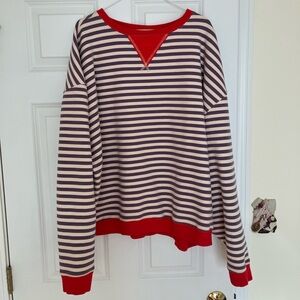 NATURAL LIFE *  Oversized Striped Sweatshirt